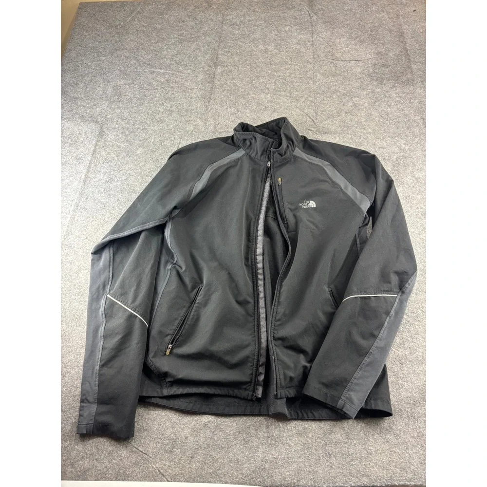 The North Face Flight Series Mens L Jacket Black Grey Softshell Gorp BROKEN ZIP